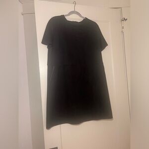 Suede like Zara dress with leather like stitch working pockets